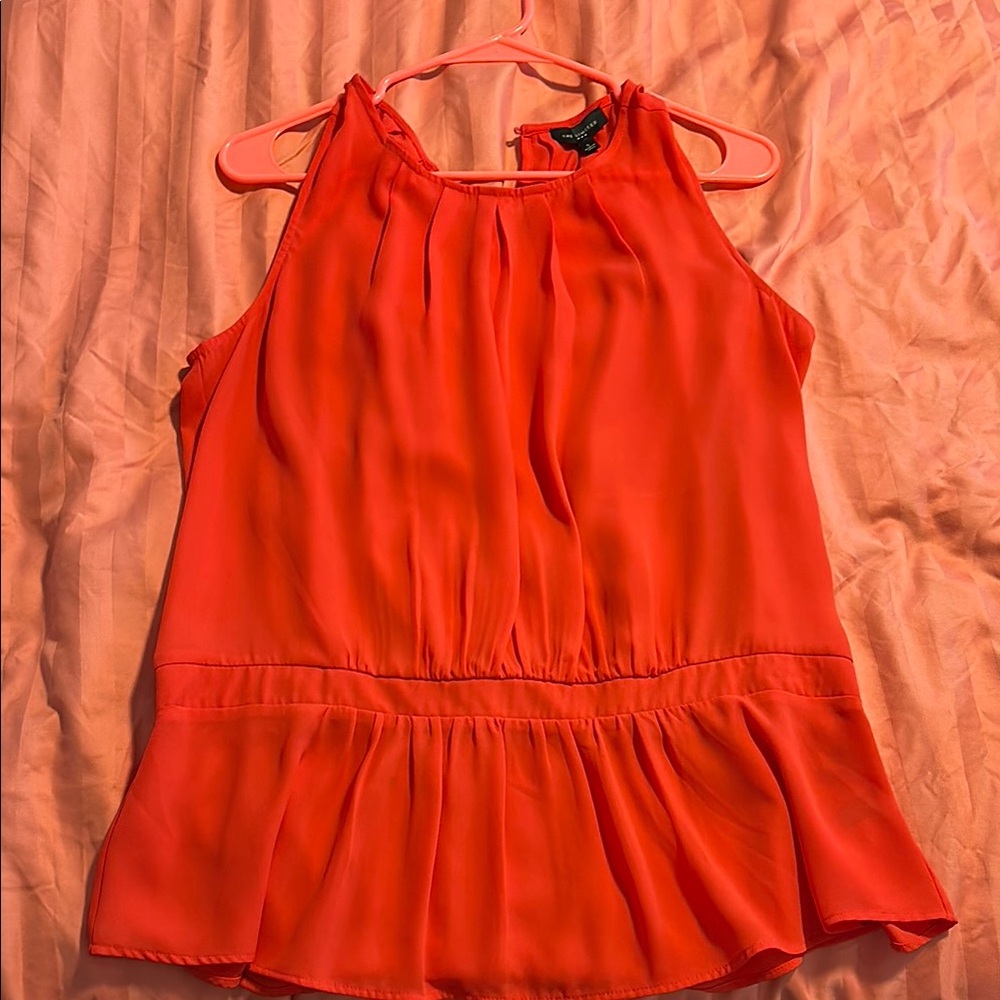 The Limited Orange Peplum Blouse